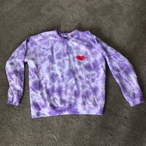 Clare V Iris Long Sleeve Tie Dye Lips Crewneck Sweatshirt Size Medium